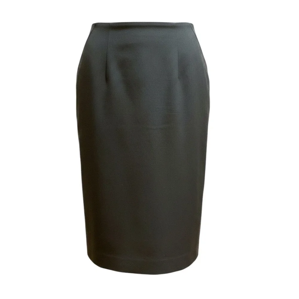 CHANEL Lagerfeld Black Wool Silk Skirt 93A 44 Made in France‎ Boutique Vintage